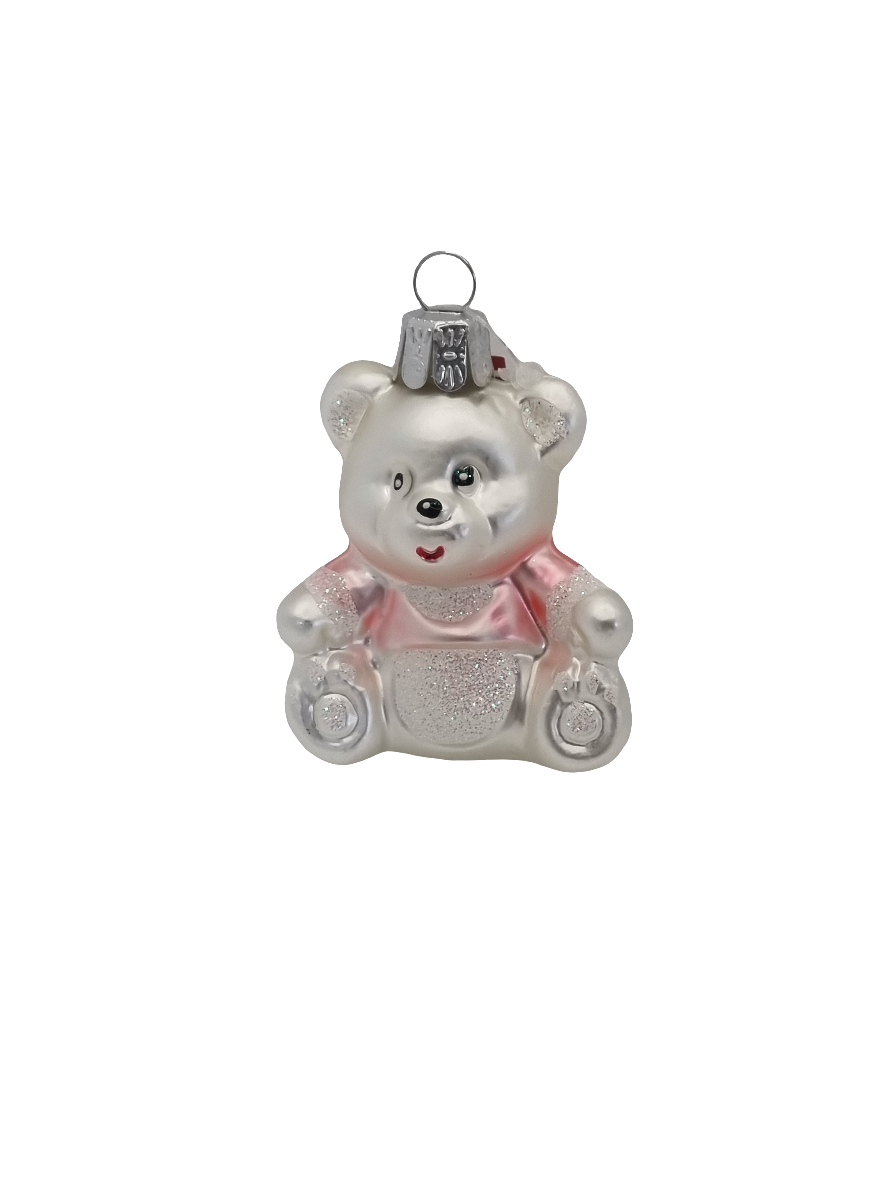 European Glass Christmas ornament of a Bear | Teddy Bear in Sparkly Jacket (G)