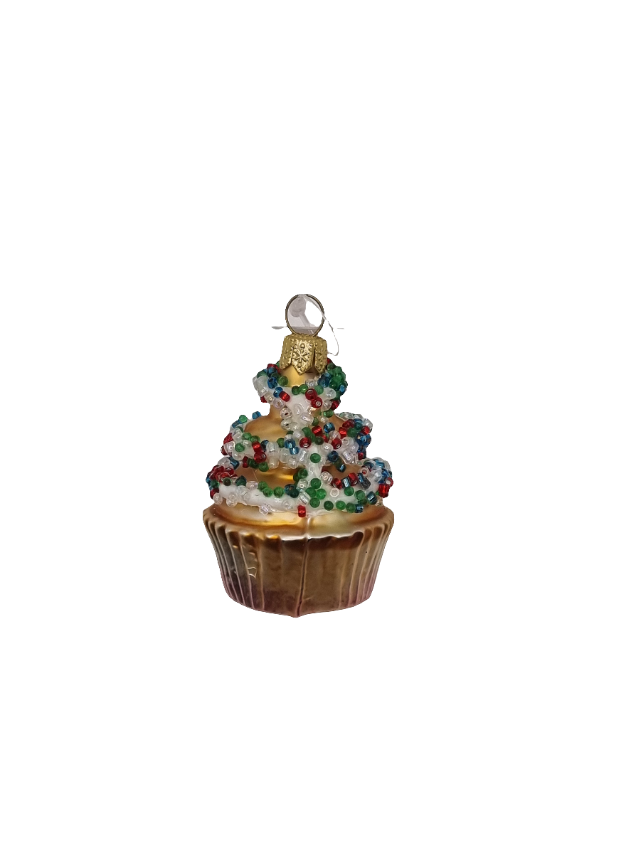 European Glass Christmas ornament of a Cupcake (J)