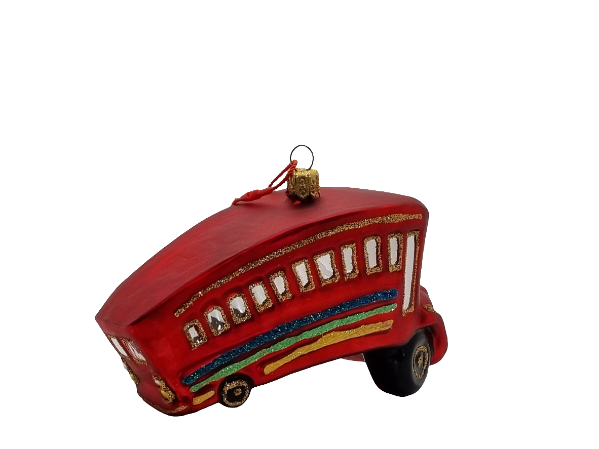 European Glass Christmas ornament of a Bus (U)