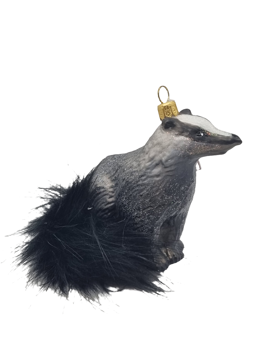 European Glass Christmas ornament of a Badger (T)