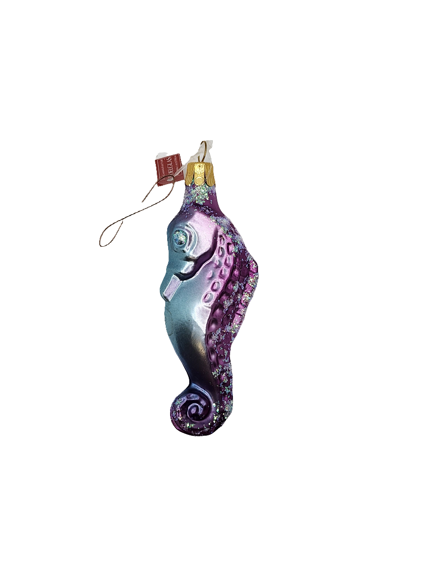 European Glass Christmas ornament of a Seahorse small (E)