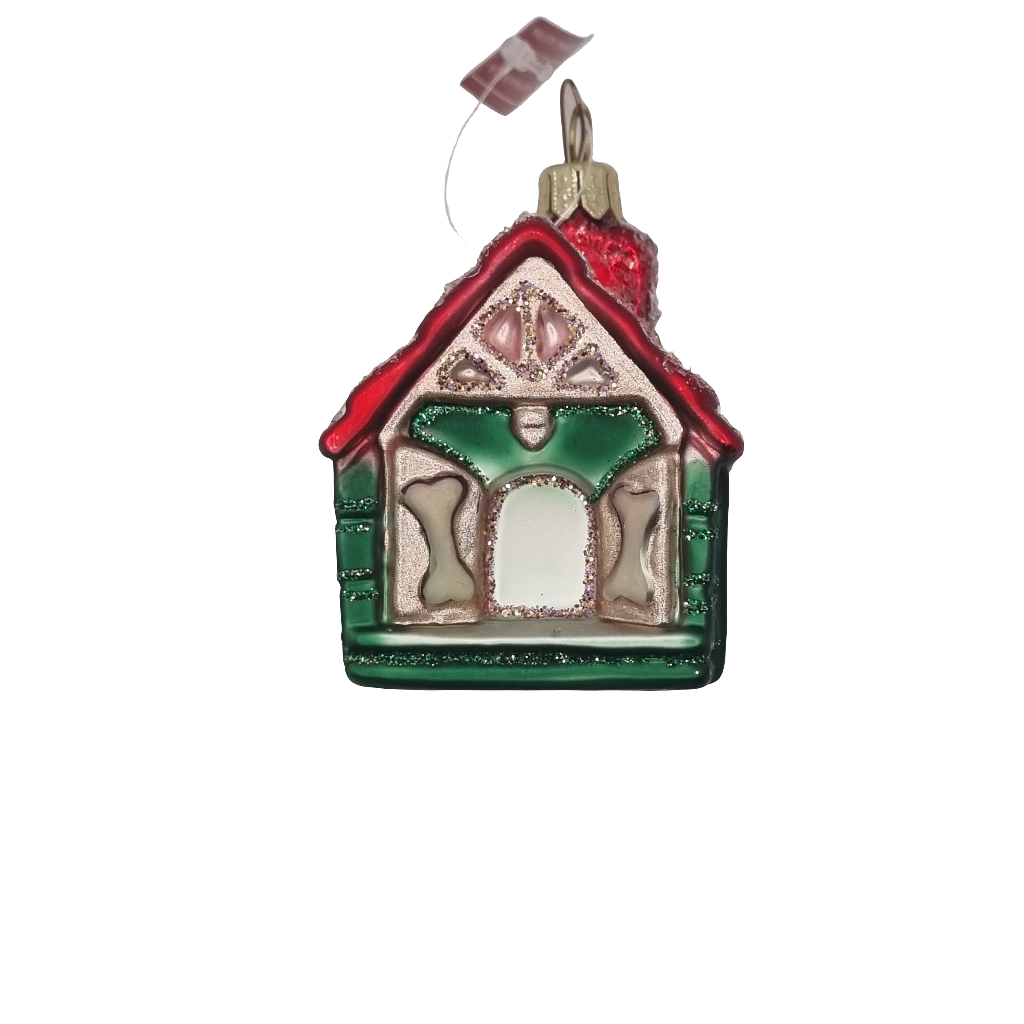European Glass Christmas ornament of a Dogs | Kennel Dog House (S)