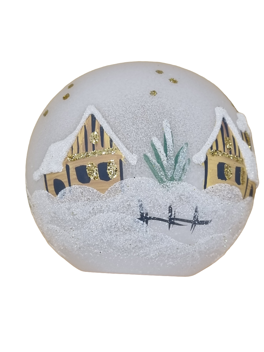 European Glass Christmas ornament of a Round Glass Candle Holder