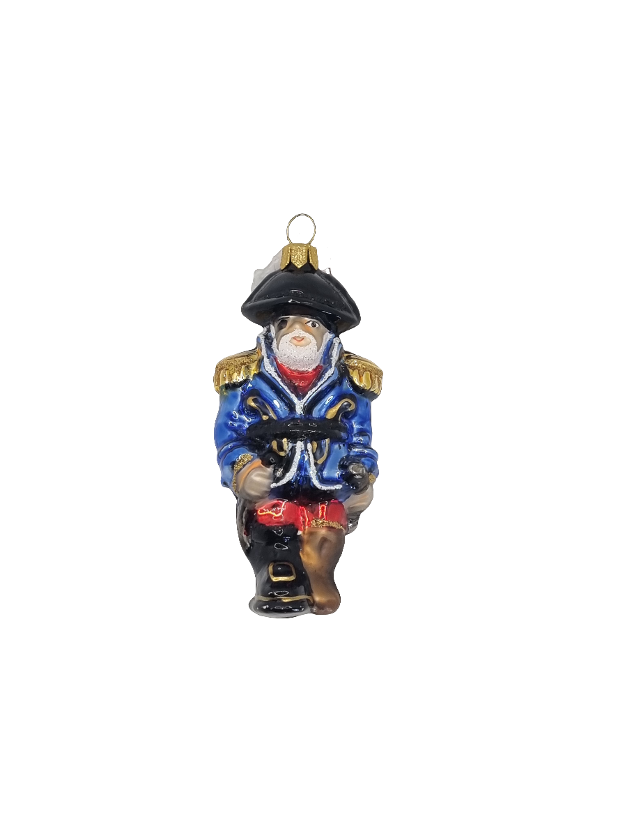 European Glass Christmas ornament of a Pirate (P)