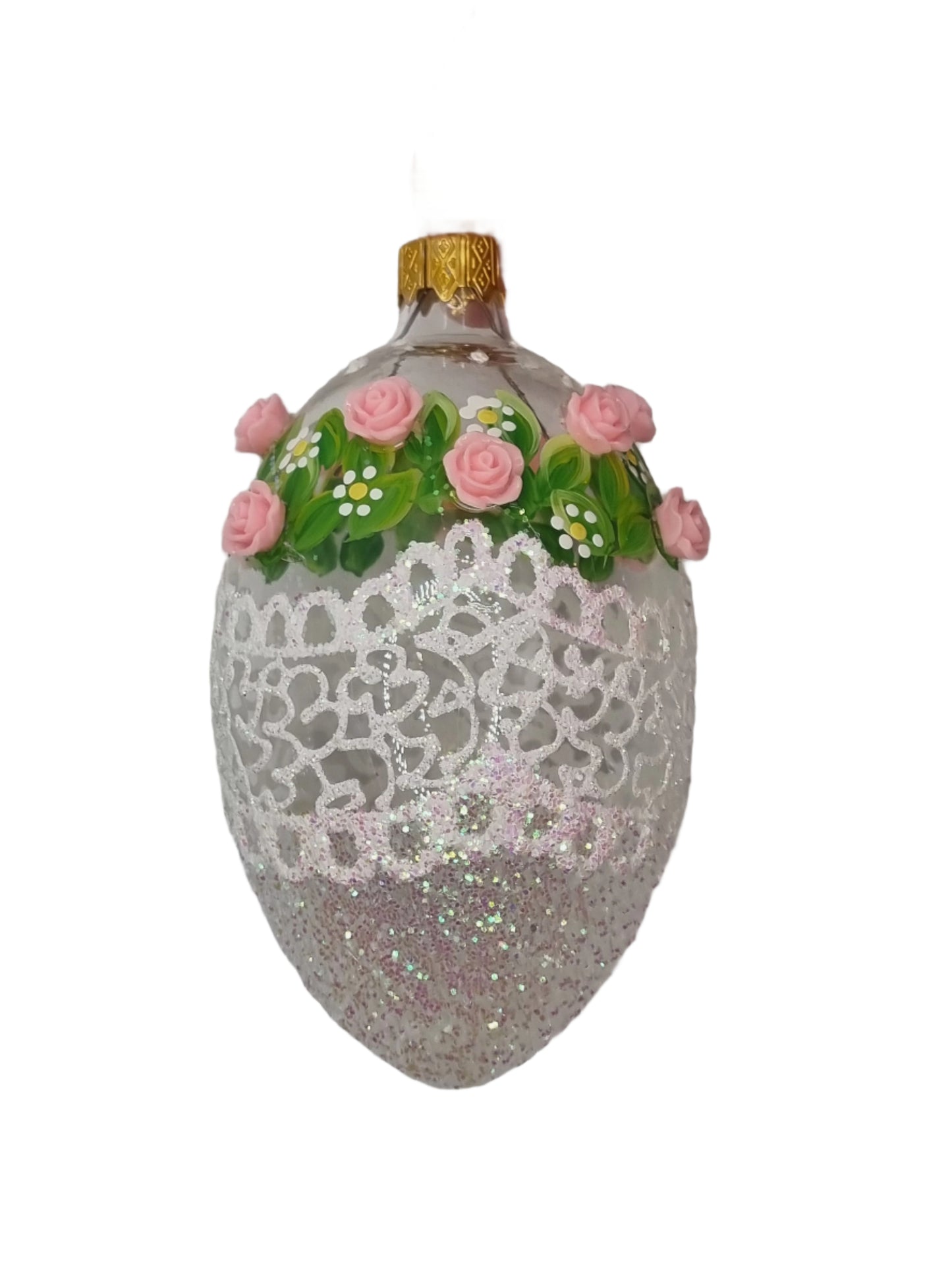 European Glass Christmas ornament of a Glass Eggs | Clear Faberge Style Easter Eggs (R)