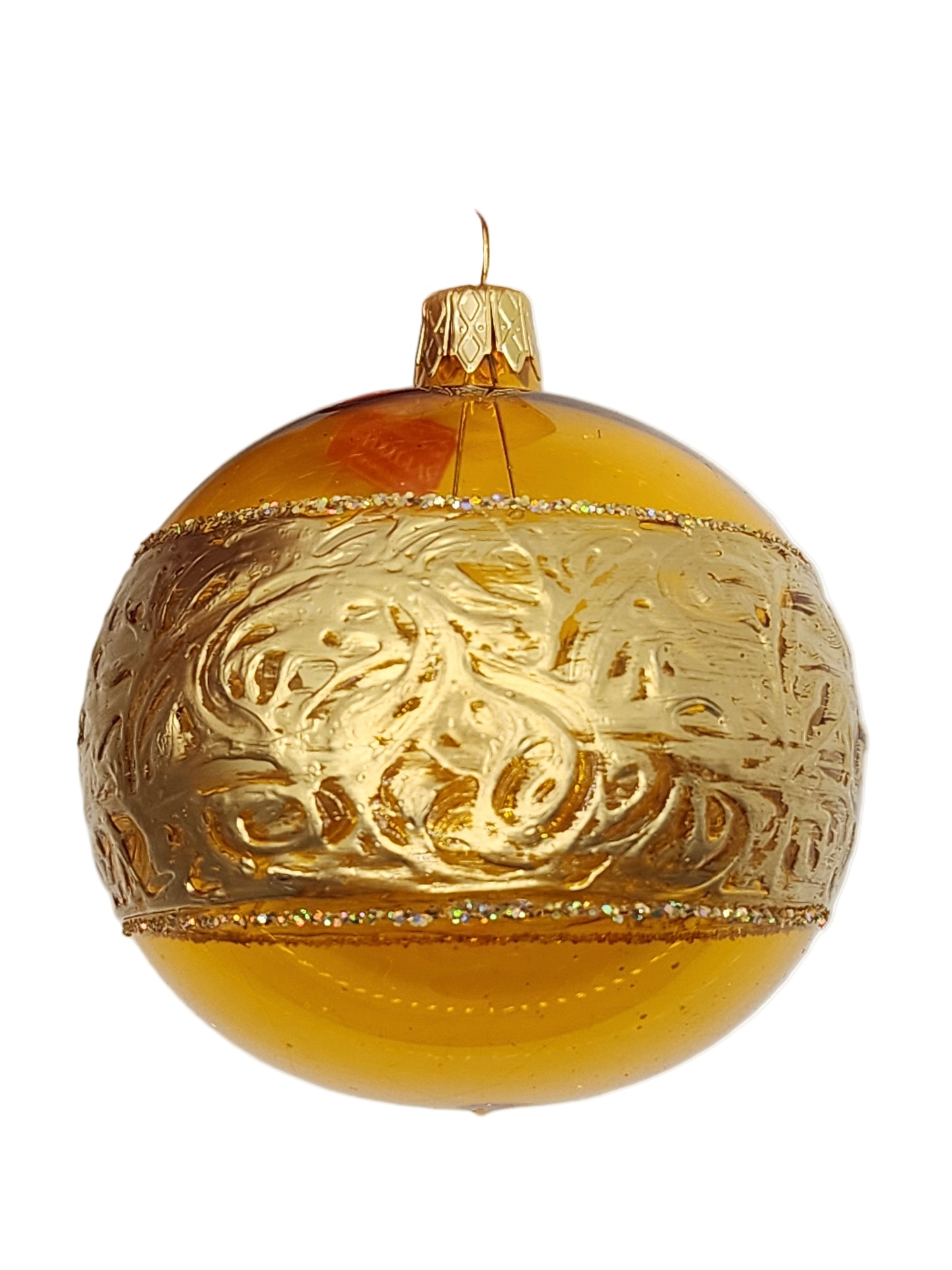 Decorative ornament with gold detailing against a white background