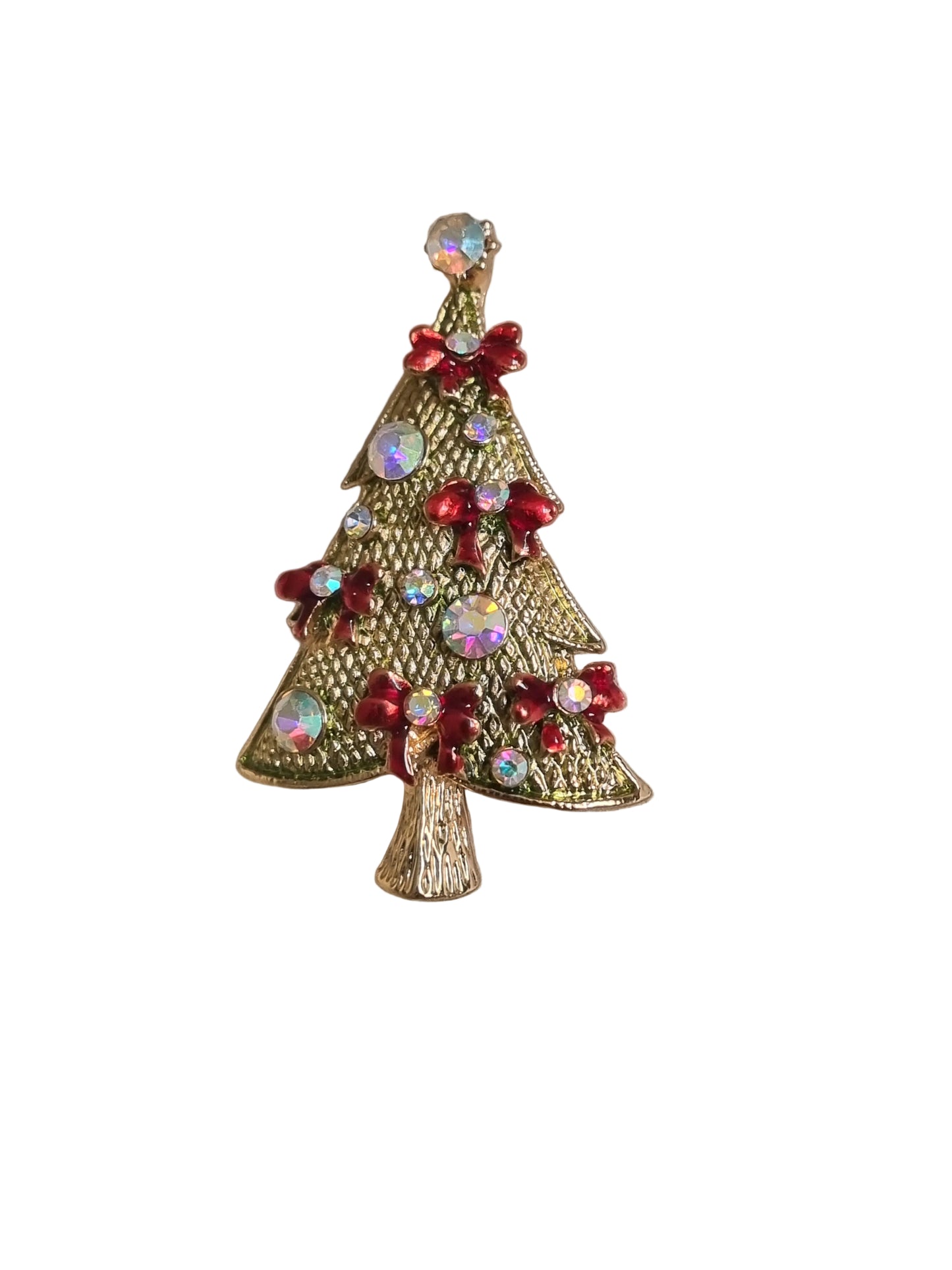 Gold Christmas Tree with Red Bows | Brooch V