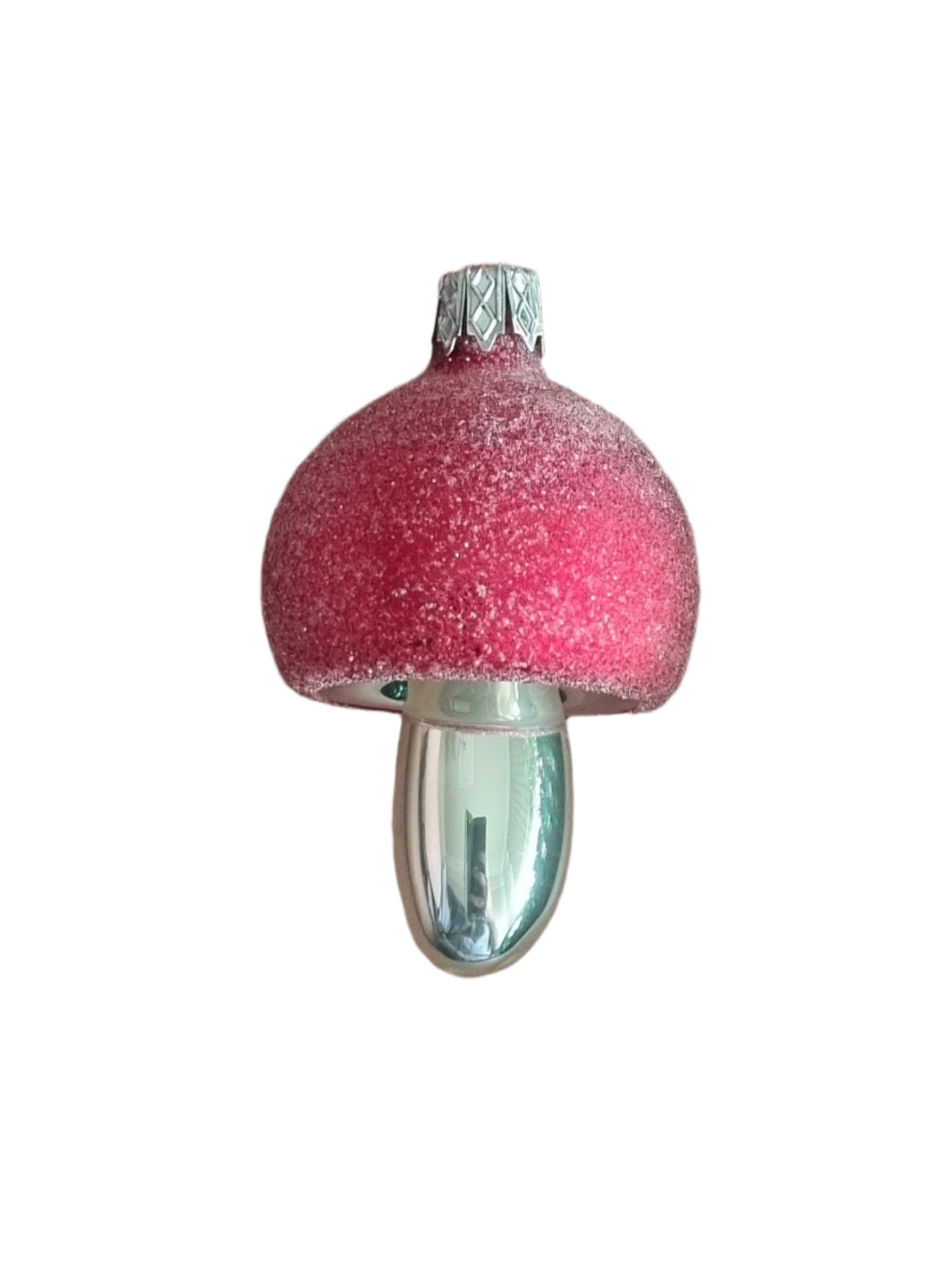 European Glass Christmas ornament of a Mushroom | Assorted Design with Red Cap & White Stem (F)