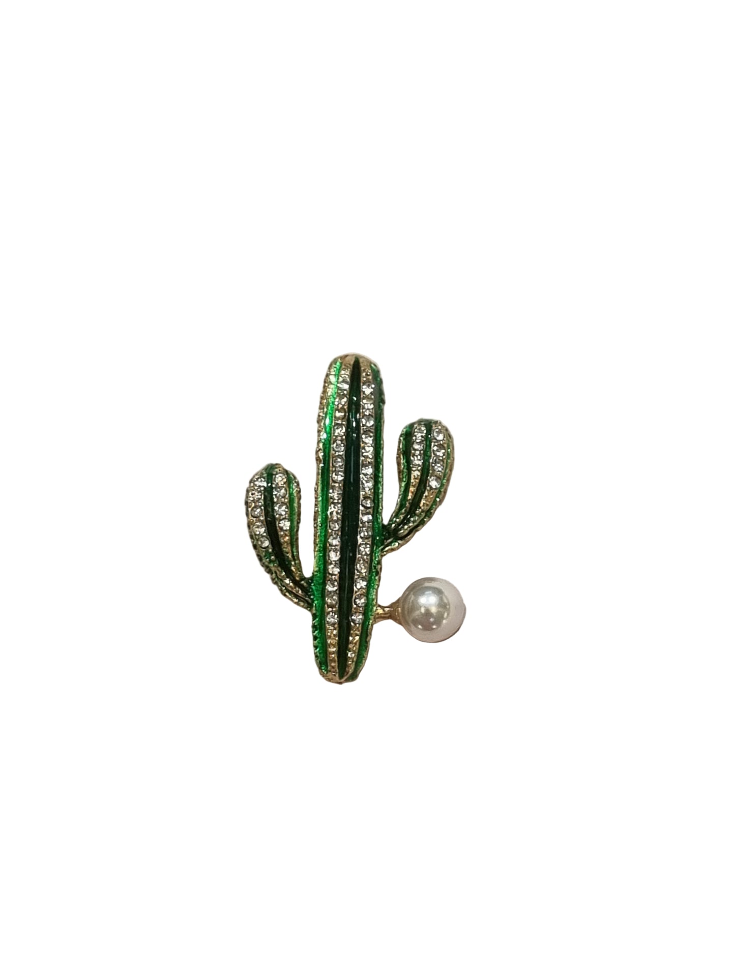 Cactus-shaped brooch with pearl and gemstones