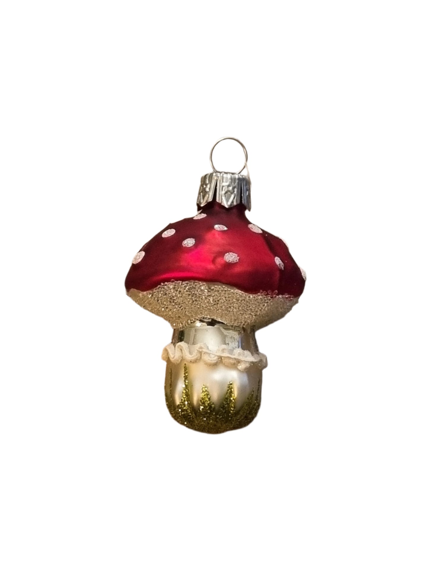 European Glass Christmas ornament of a Mushrooms (E)