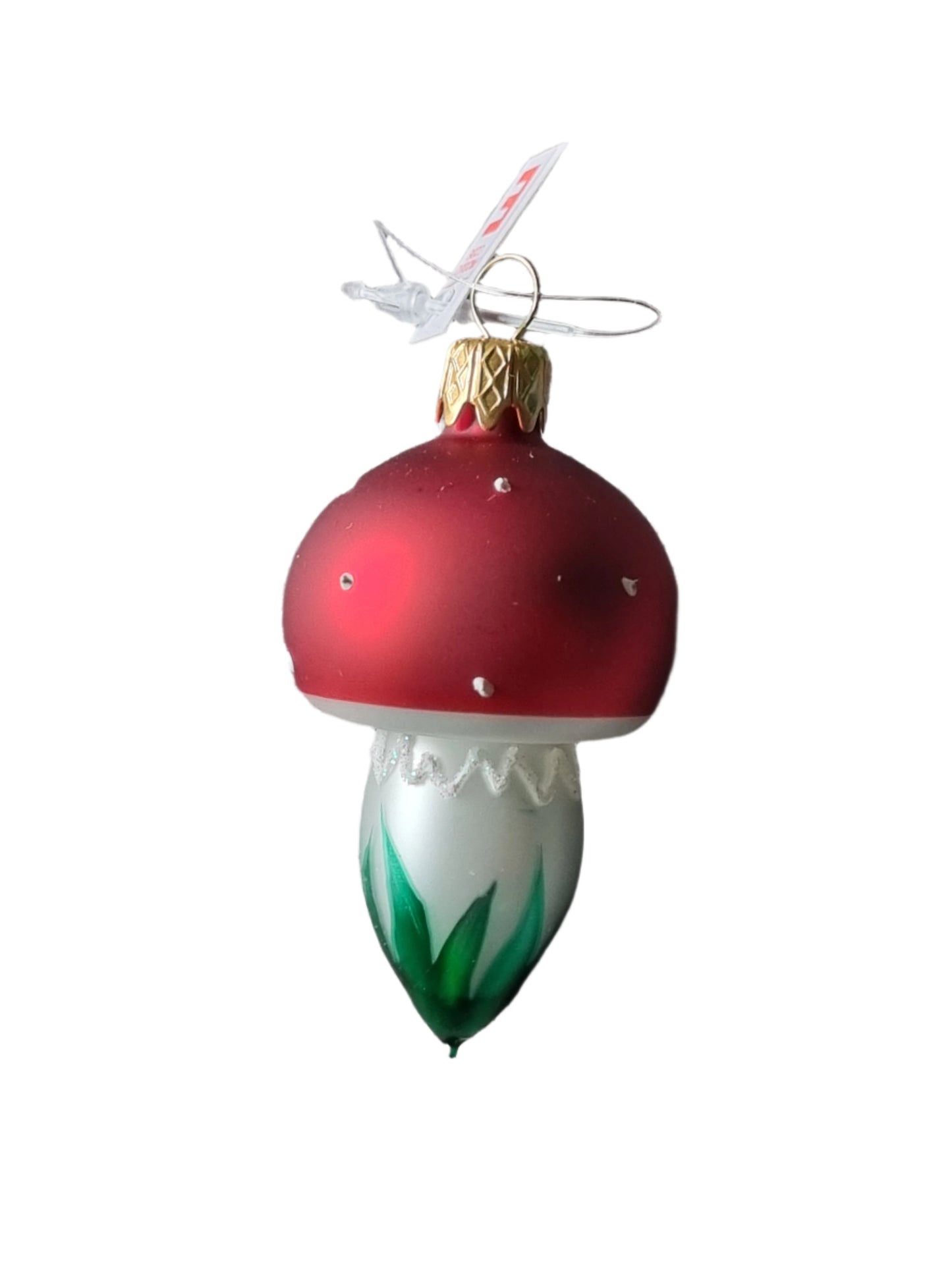 European Glass Christmas ornament of a Mushrooms (E)