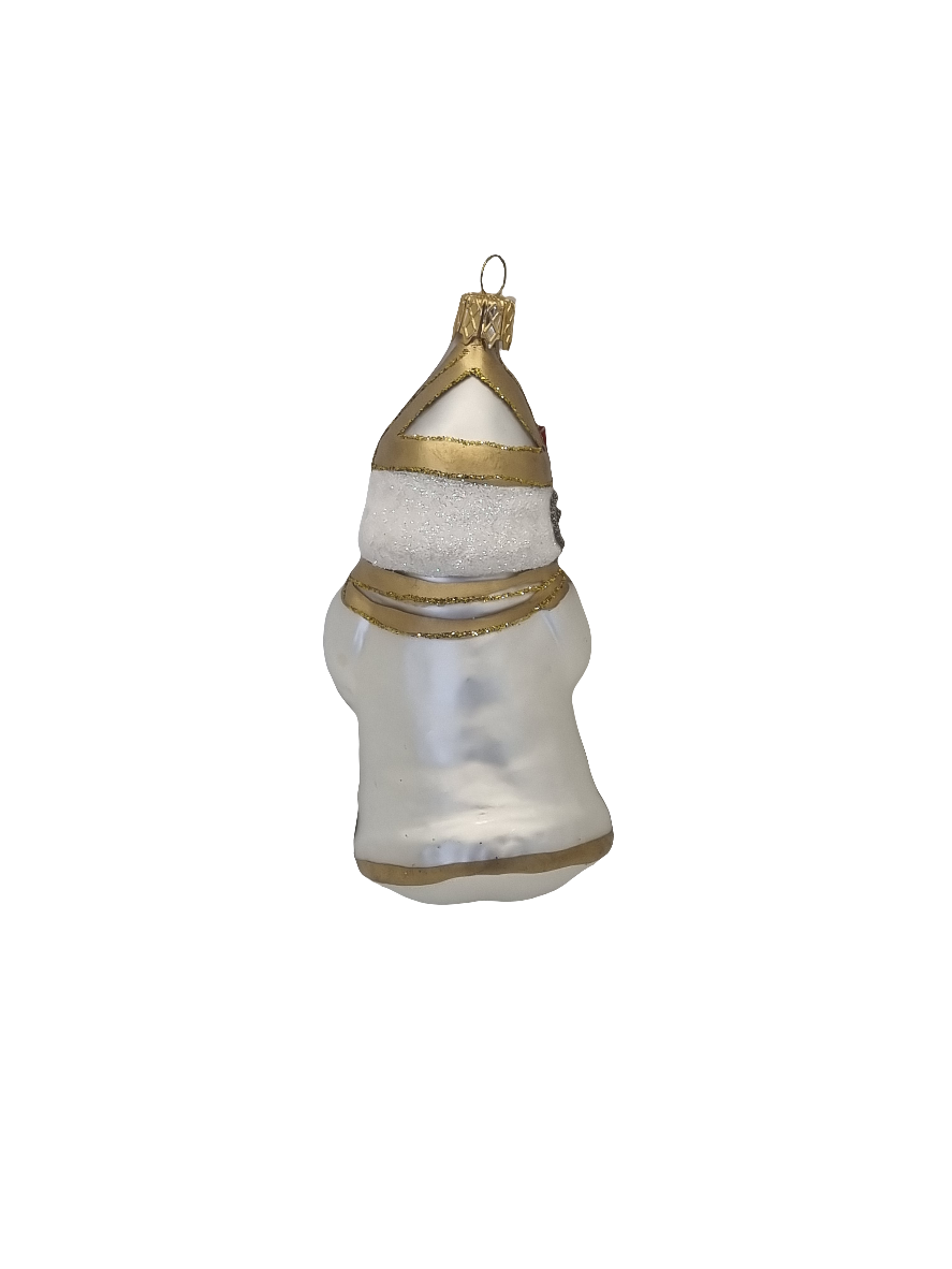 European Glass Christmas ornament of a Golden Santa Clause with Presents (F)