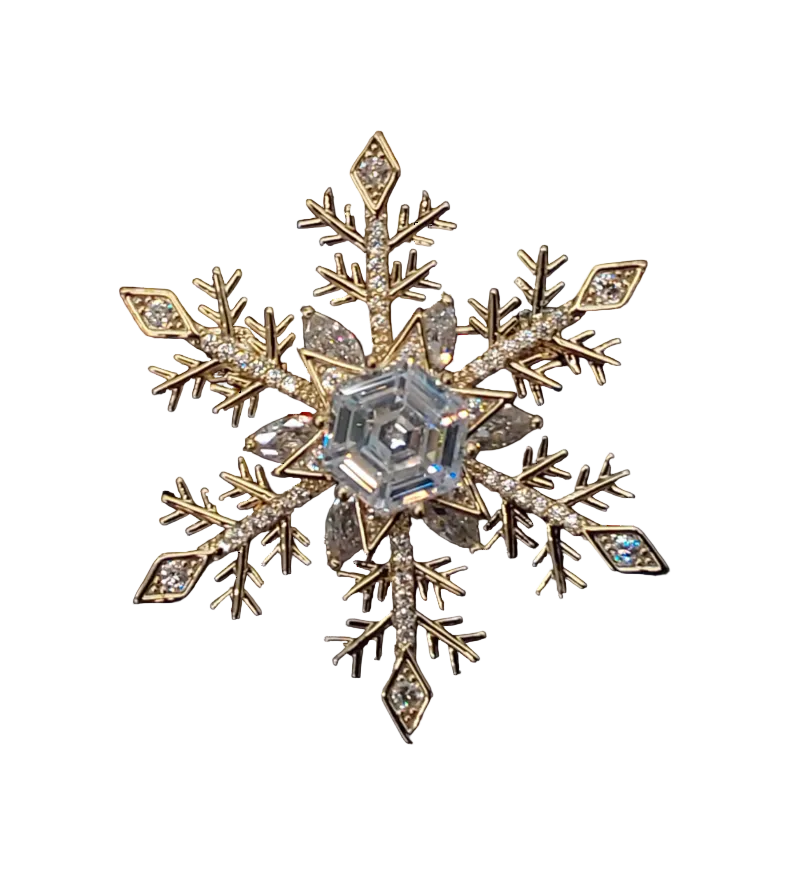 Decorative snowflake with gemstones on a white background