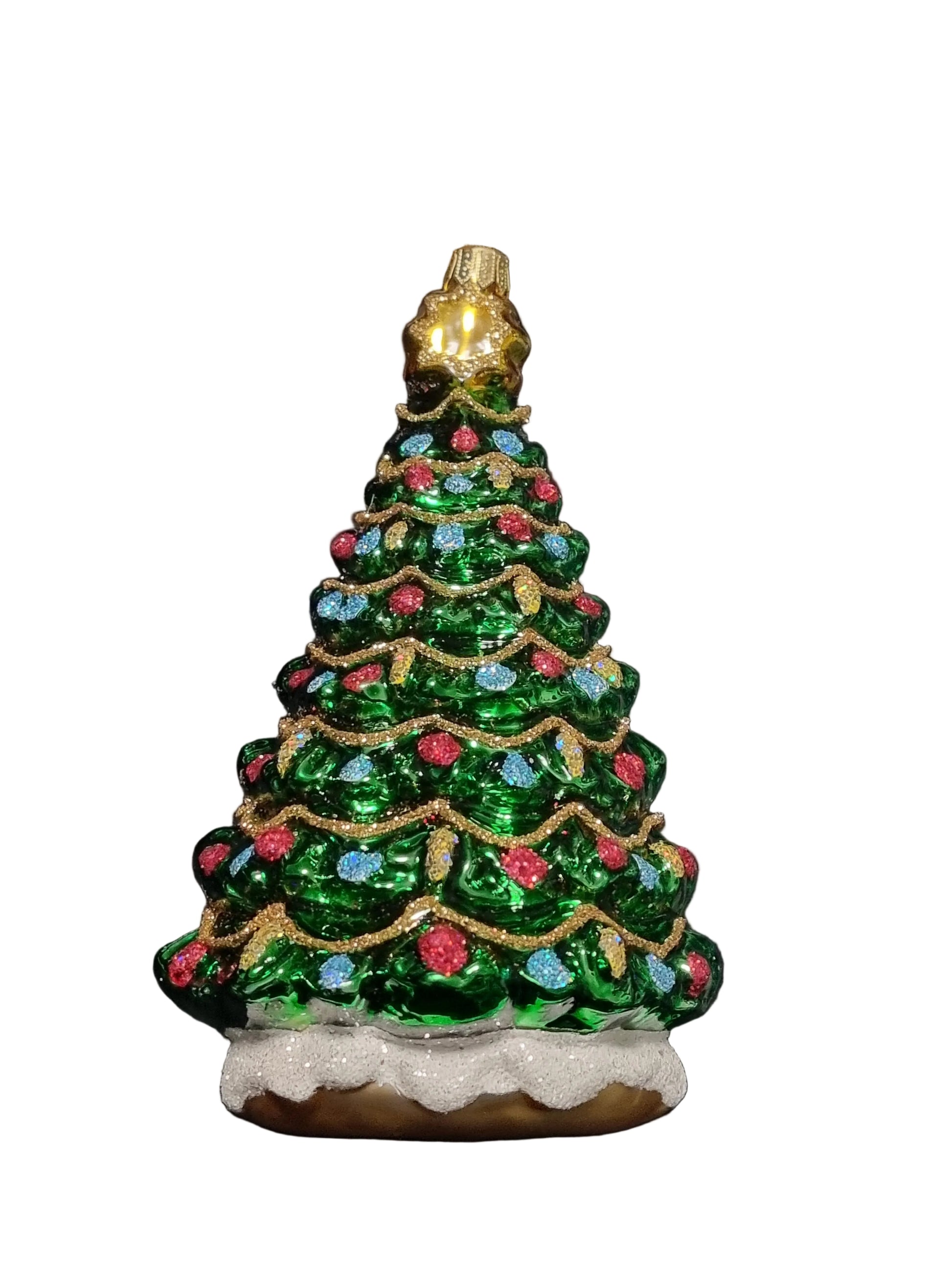 European handmade glass Christmas ornament of a Christmas Tree