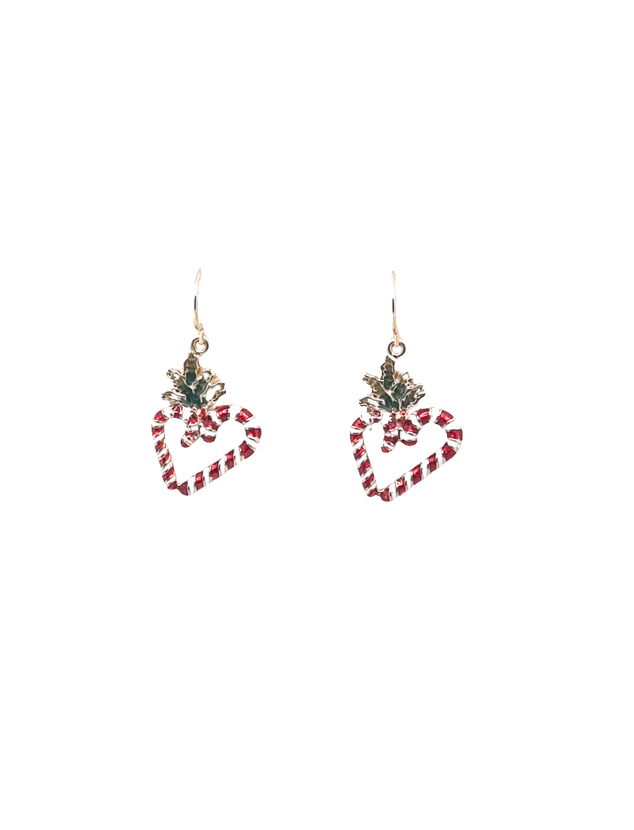 European Glass Christmas ornament of a Double Candy Cane | Earrings