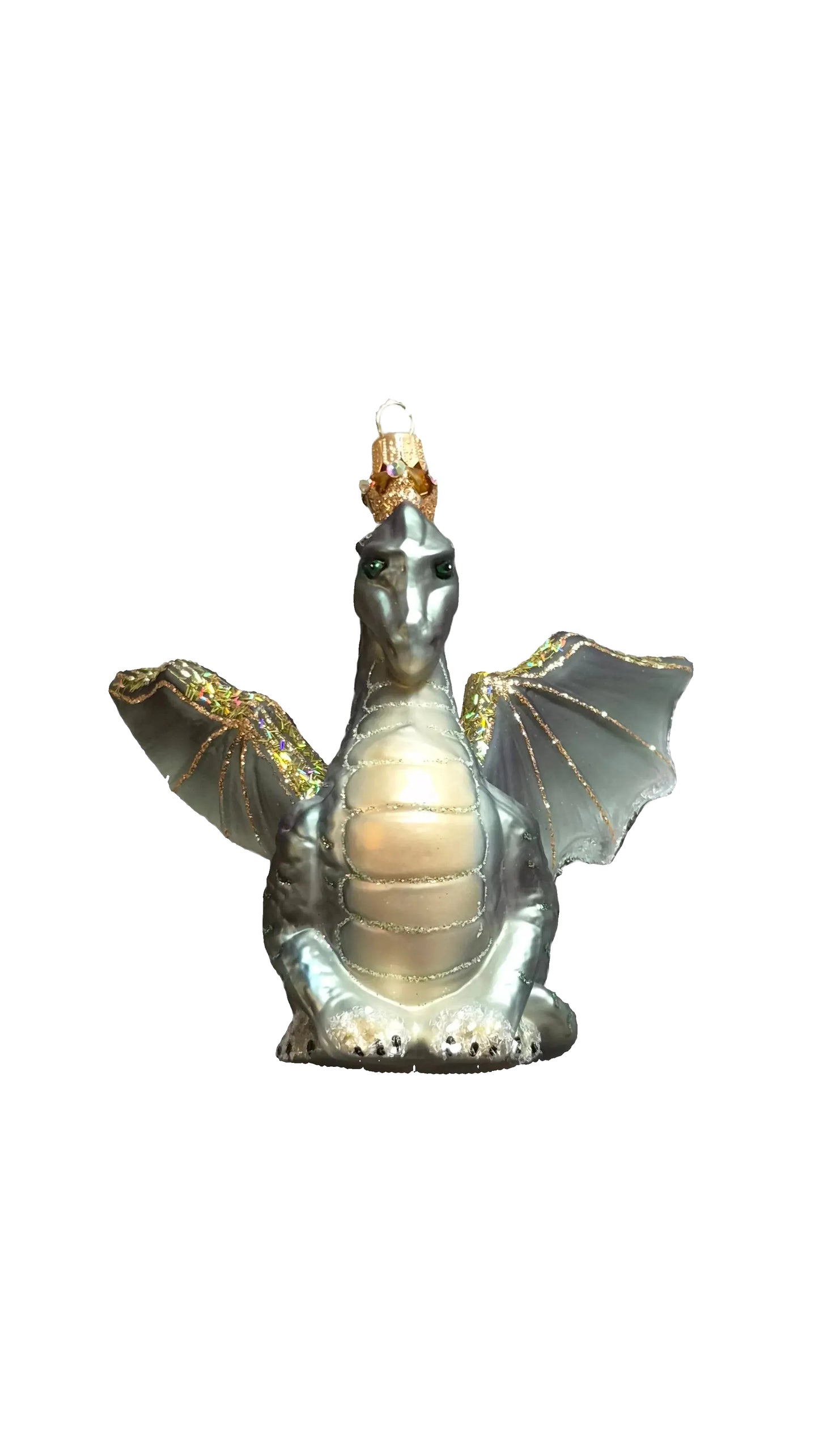 Decorative dragon glass christmas ornament figurine with gold accents