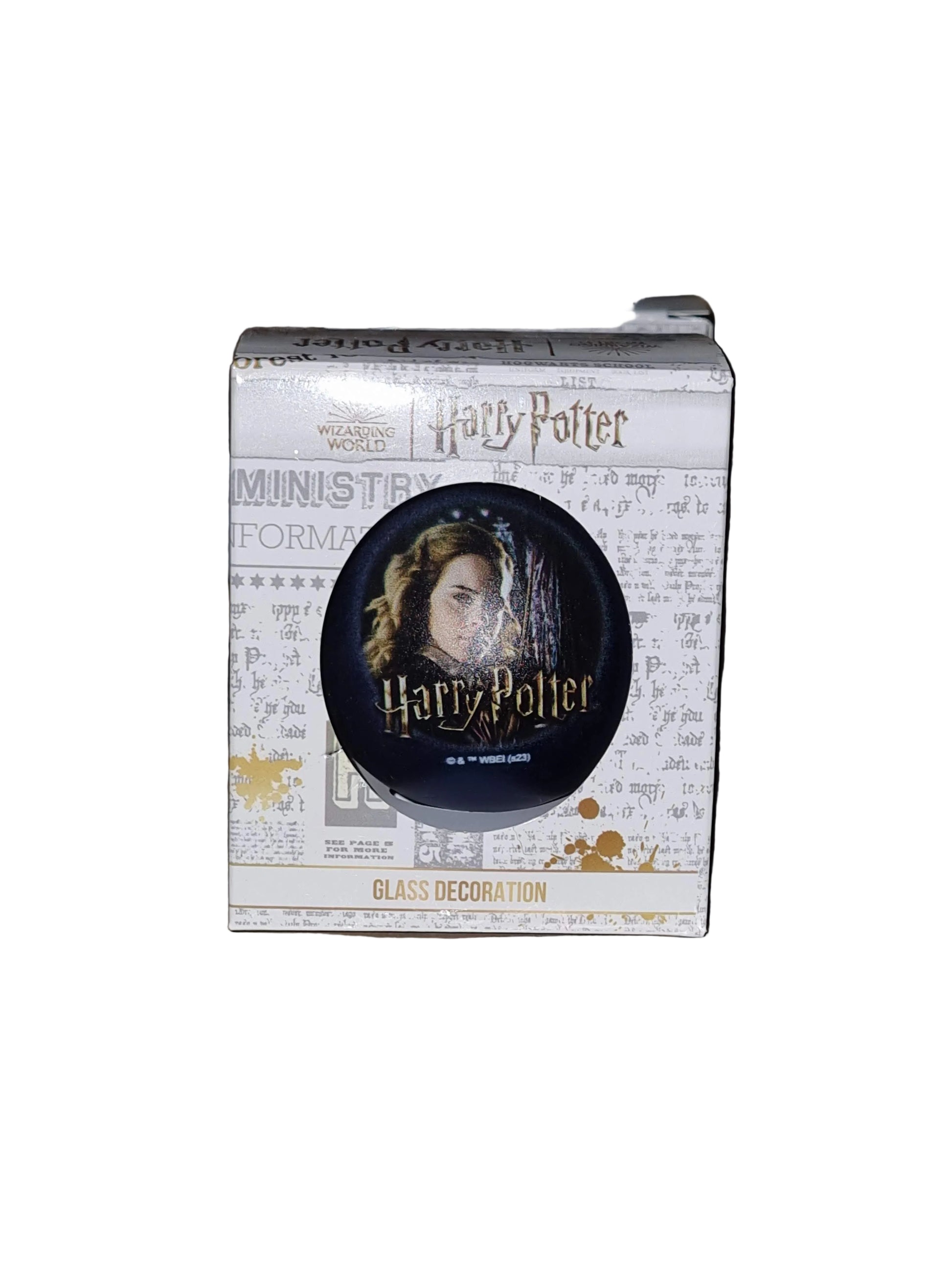 Harry Potter-themed glass Christmas bauble featuring Hermoine Granger