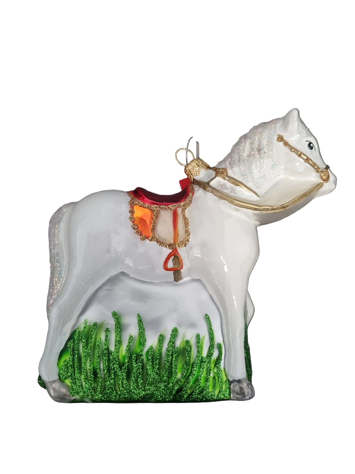 European handmade glass Christmas ornament of a horse