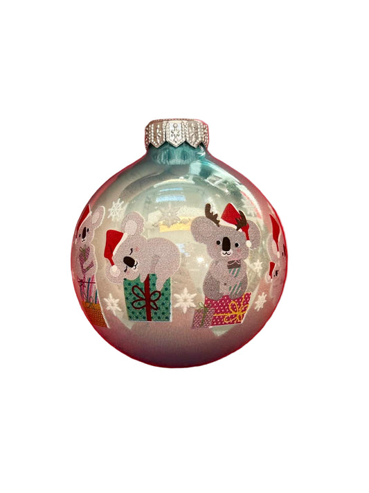 Decorative Christmas ornament with cartoon koalas 