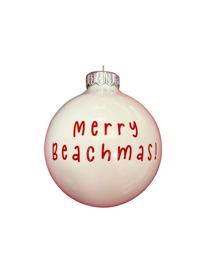 White ornament with 'Merry Beachmas!' text 