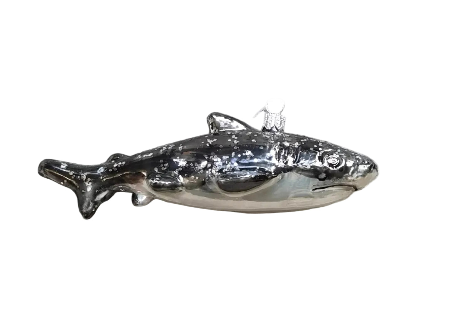 Handmade European glass Christmas Shark ornament