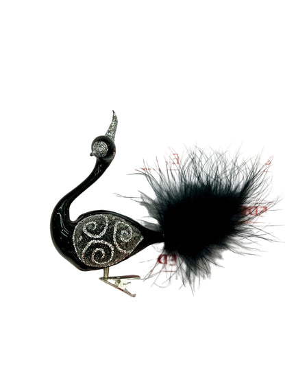 Decorative feathered black bird 