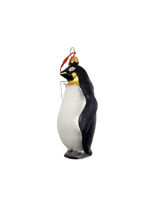 European Glass Christmas ornament of a Penguin (L)
