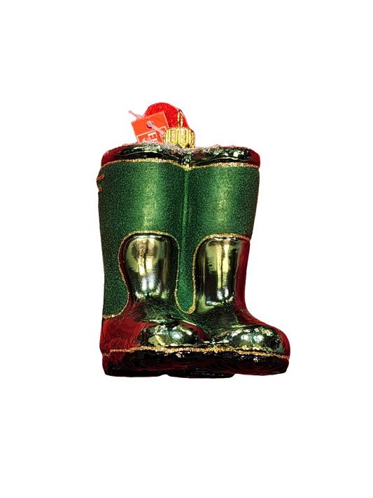 European Glass Christmas ornament of a Gum Boots Wellington Boots (U)