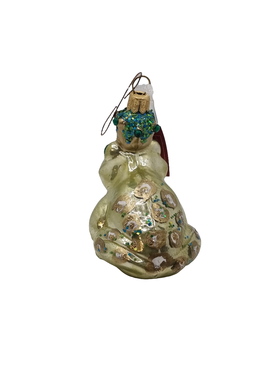 European Glass Christmas ornament of a Frog king (R)