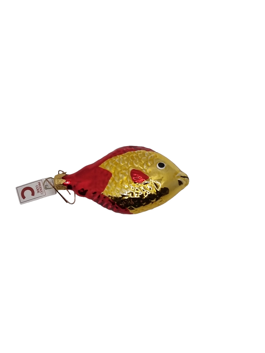 European Glass Christmas ornament of a Fish | Small with Coloured Tail & Fin (C)