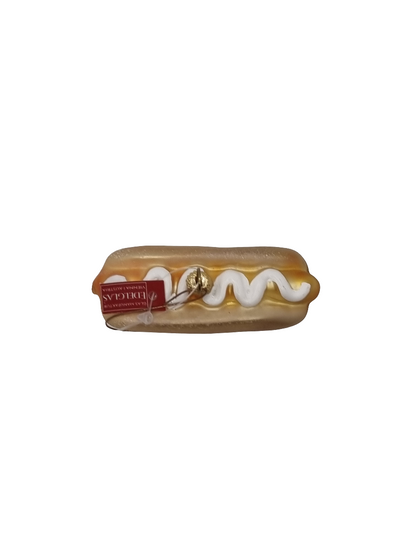 European Glass Christmas ornament of a Hot dog Mayo (G)