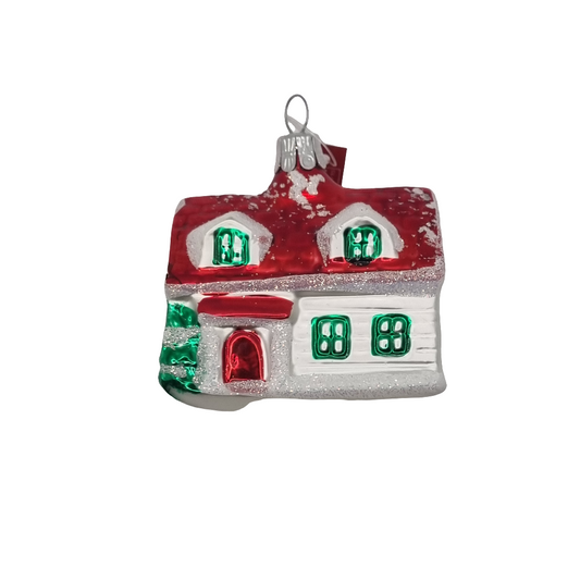 Haus Rotes Dach Weihnachtsbaum Rote Tür (D)