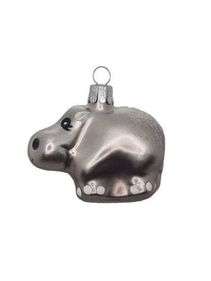 European Glass Christmas ornament of a Hippo small (F)