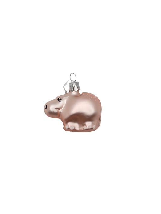 European Glass Christmas ornament of a Hippo small (F)