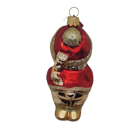 European Glass Christmas ornament of a Bear | Teddy Bear with Jumper, Hat, Present (O)