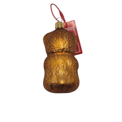 European Glass Christmas ornament of a Bear | with Bow & Present (F)