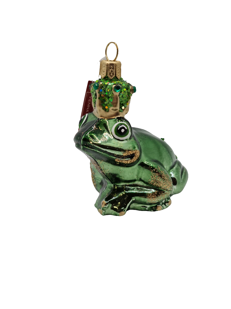 European Glass Christmas ornament of a Frog king (R)