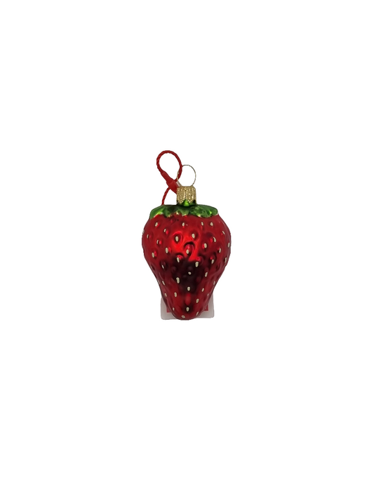 European Glass Christmas ornament of a Strawberry | Half Detailed (J)