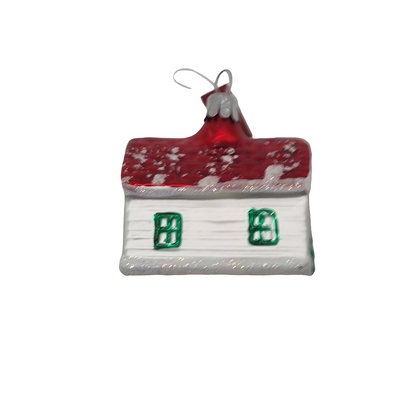 Haus Rotes Dach Weihnachtsbaum Rote Tür (D)