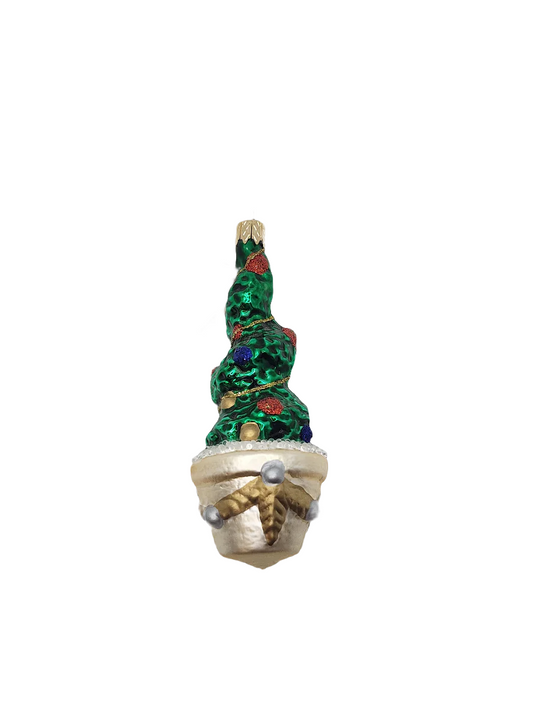 European Glass Christmas ornament of a Plant in Pot | Tall (G)