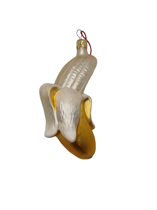 European Glass Christmas ornament of a Banana peeled (I)