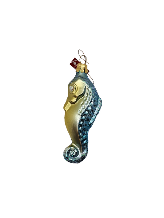 European Glass Christmas ornament of a Seahorse small (E)