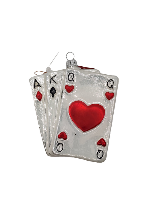 European Glass Christmas ornament of a Playing cards (U)