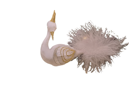European Glass Christmas ornament of a Birds on Clip (J) | Swan