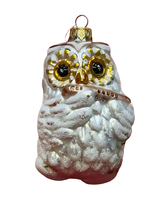 European Glass Christmas ornament of a Owl with Flute (I)