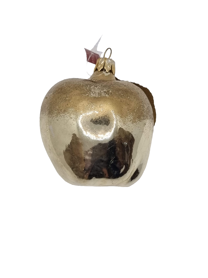 European Glass Christmas ornament of a Apple golden large (G)