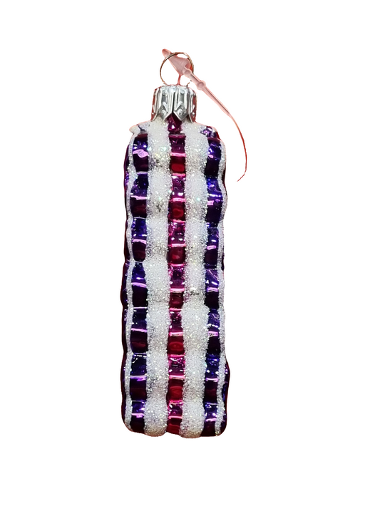 European Glass Christmas ornament of a Wavy Sweet (A)