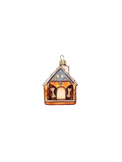 European Glass Christmas ornament of a Dogs | Kennel Dog House (S)