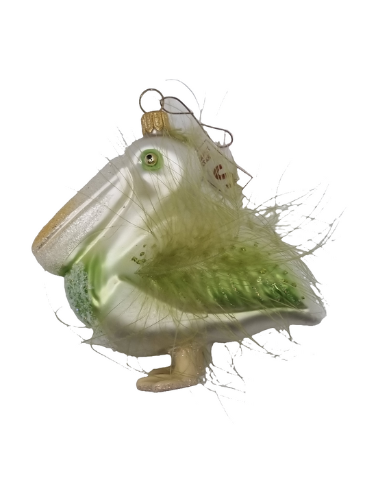 European Glass Christmas ornament of a Pelican with Feathers (S)