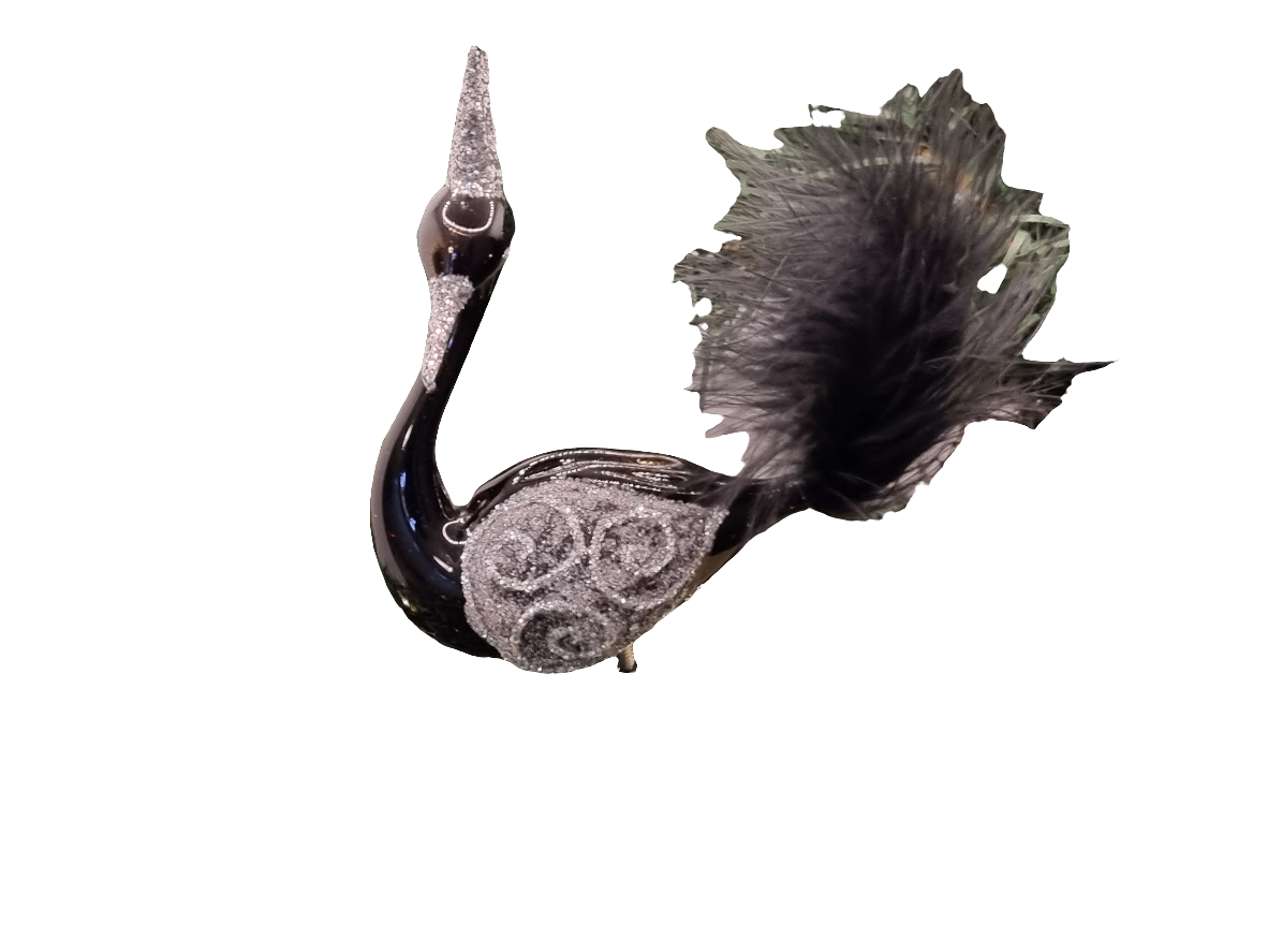 European Glass Christmas ornament of a Birds on Clip (J) | Swan